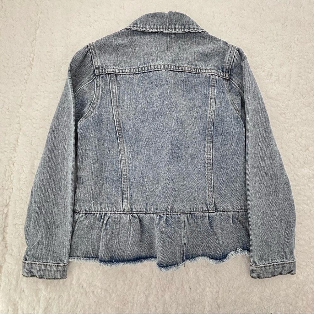 Hayden Girls Acid Wash Denim Jacket Raw Hem Ruffled Size Small 100% Cotton NWOT - Picture 5 of 10